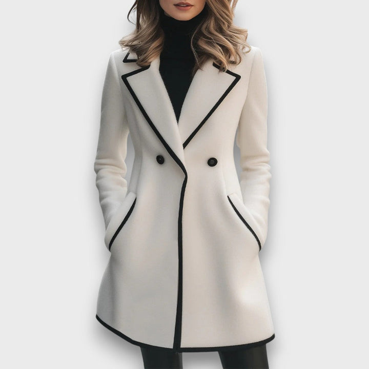 Morenza – White Coat with Black Trim