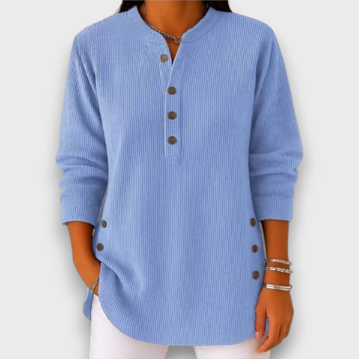 Rhenley – Cozy Button-Detail Knit Pullover