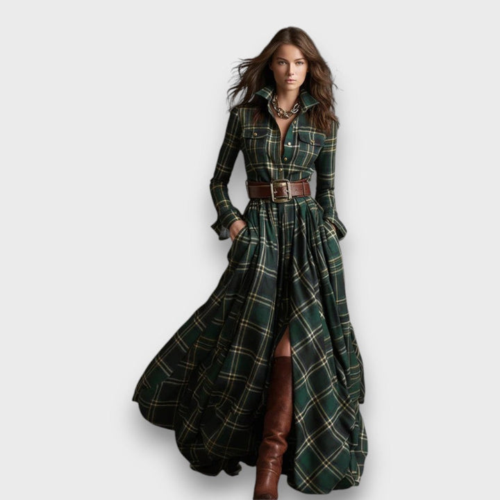 Marcele – Plaid Maxi Shirt Dress