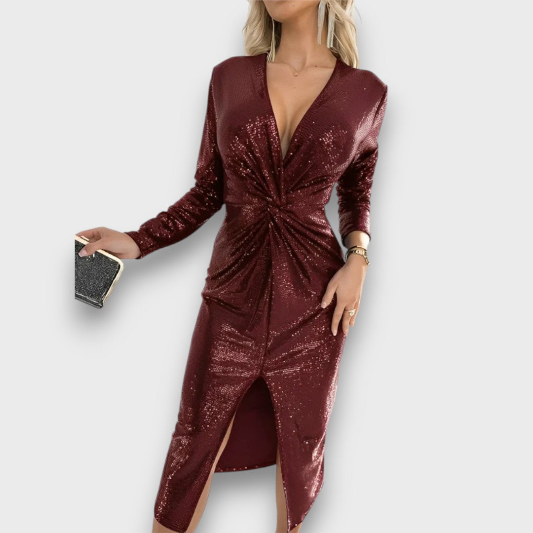 Mariele – Elegant Sequin Evening Dress with Front Slit