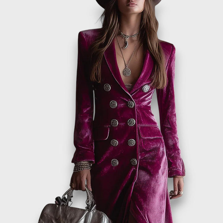 Iserelle – Velvet Maxi Blazer Dress
