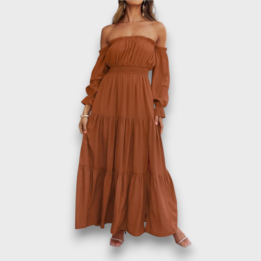 Arvenna – Off Shoulder Tiered Maxi Dress