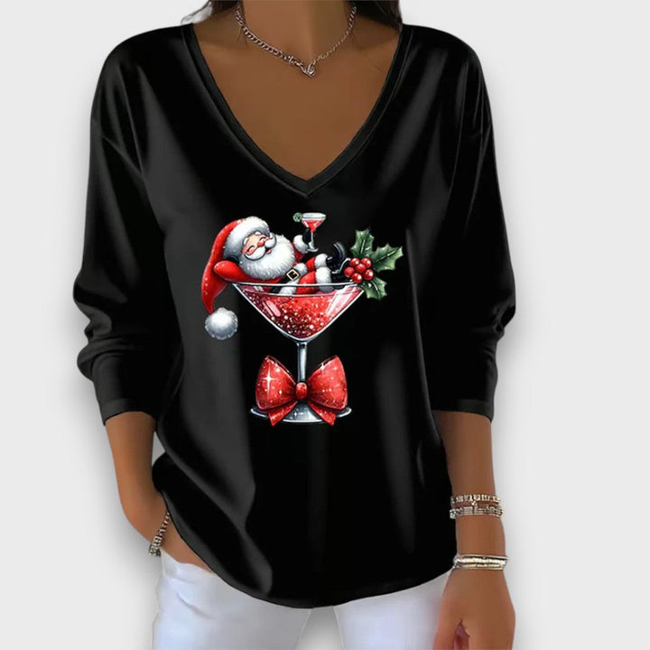 Sarella – Santa Cocktail V-Neck Top