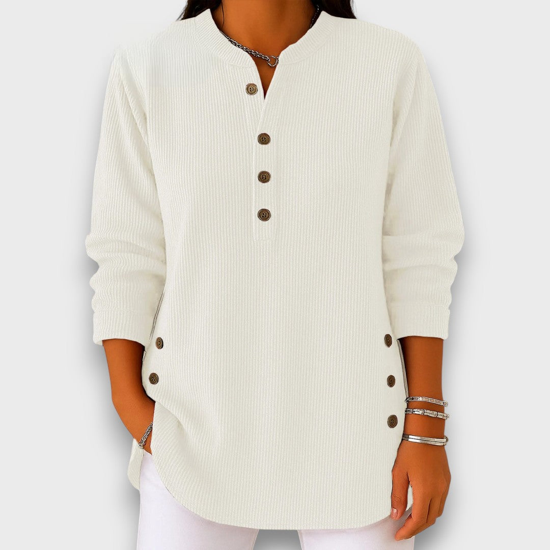 Rhenley – Cozy Button-Detail Knit Pullover