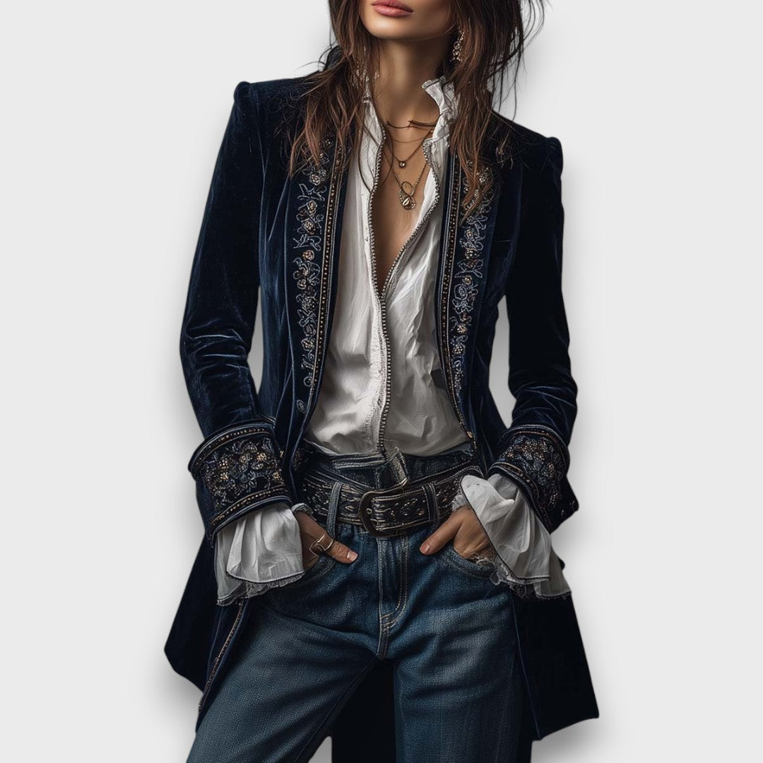 Karielle – Embroidered Velvet Tailored Jacket