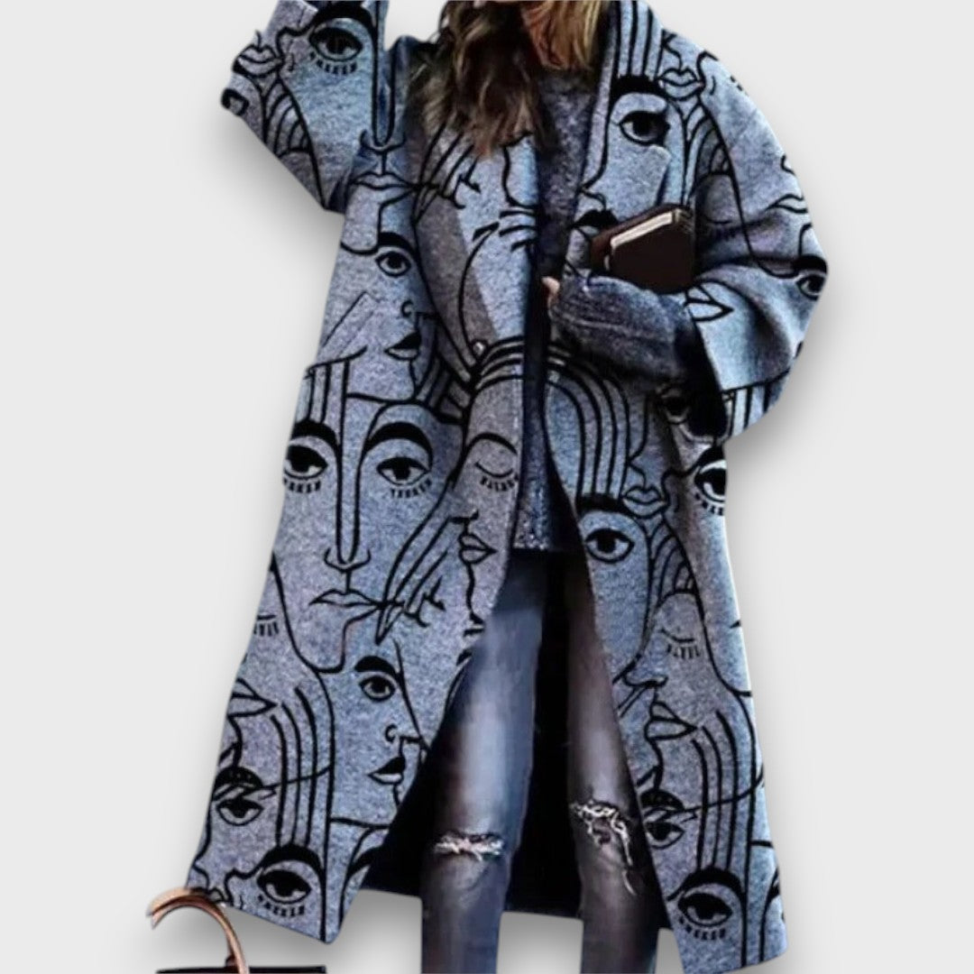 Fioren – Long Coat in Oversized Style