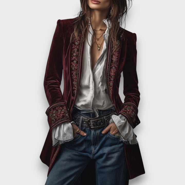 Karielle – Embroidered Velvet Tailored Jacket