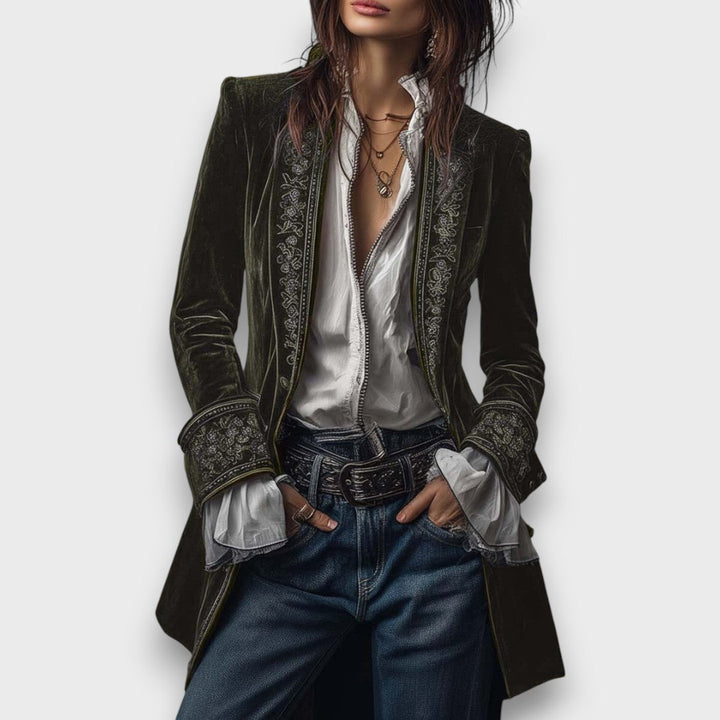 Karielle – Embroidered Velvet Tailored Jacket