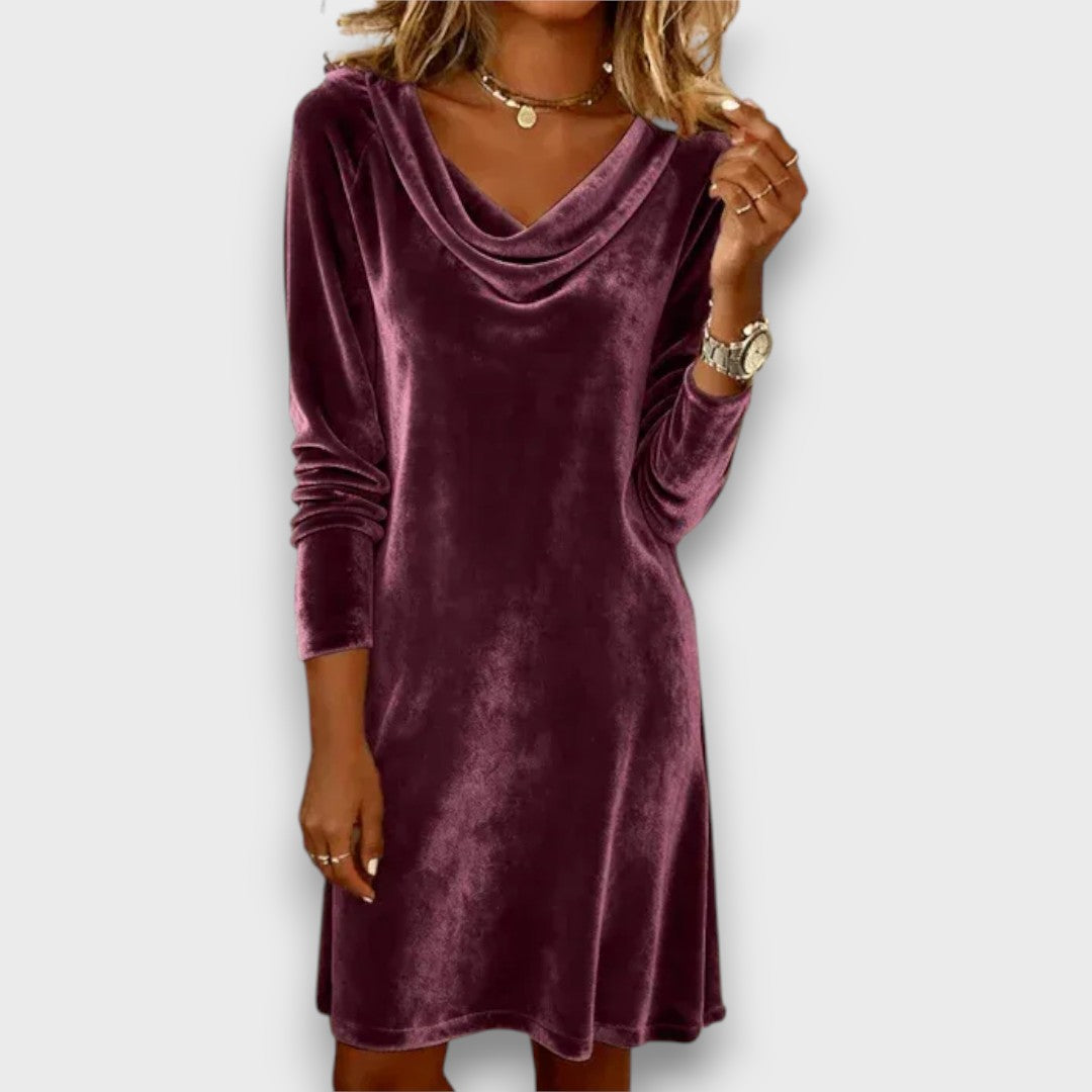 Elowen – Velvet Cowl-Neck Mini Dress