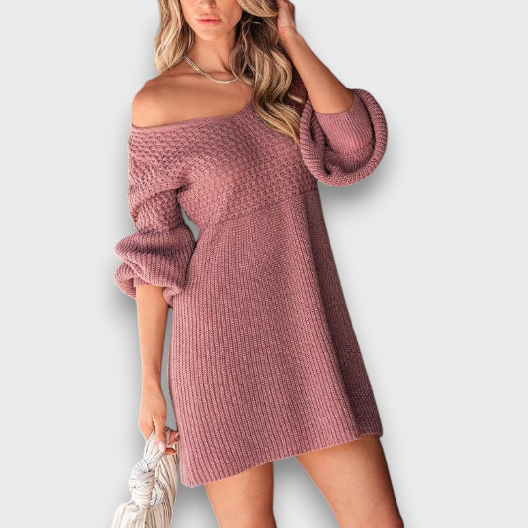 Arlina – Textured Knit V-Neck Dress