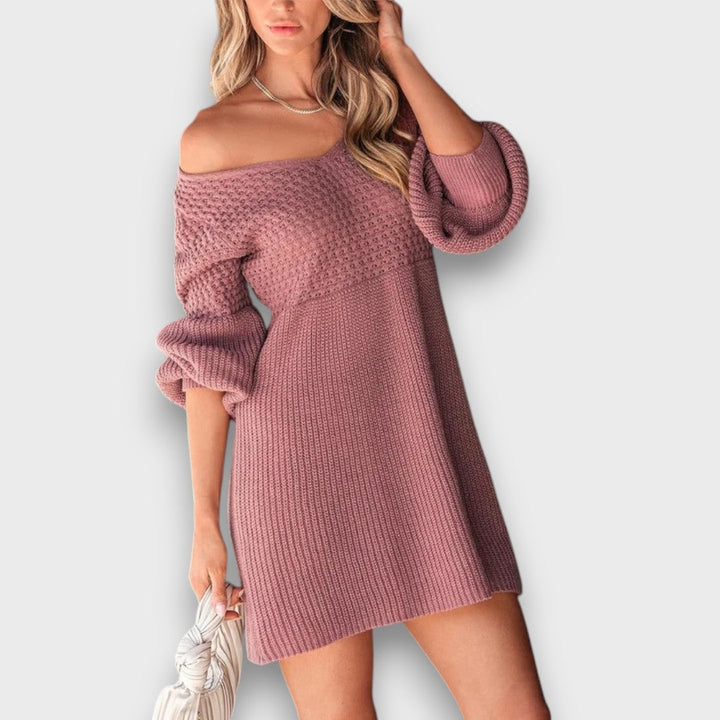 Arlina – Textured Knit V-Neck Dress