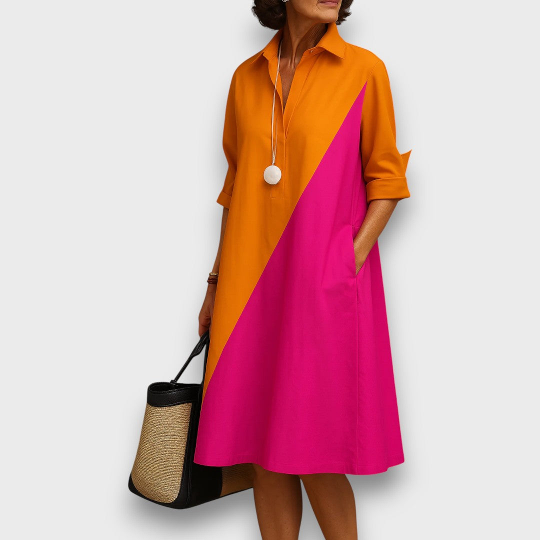 Solène – Shirt Dress in Colorblock Design