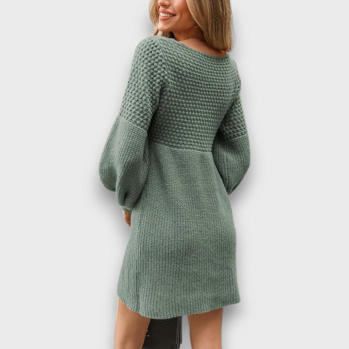 Arlina – Textured Knit V-Neck Dress