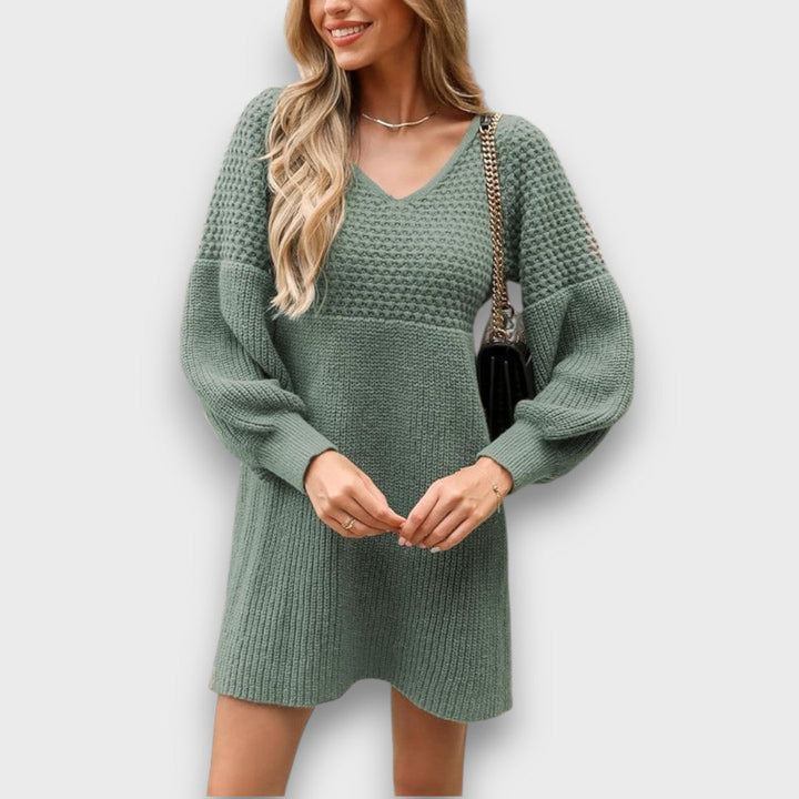 Arlina – Textured Knit V-Neck Dress