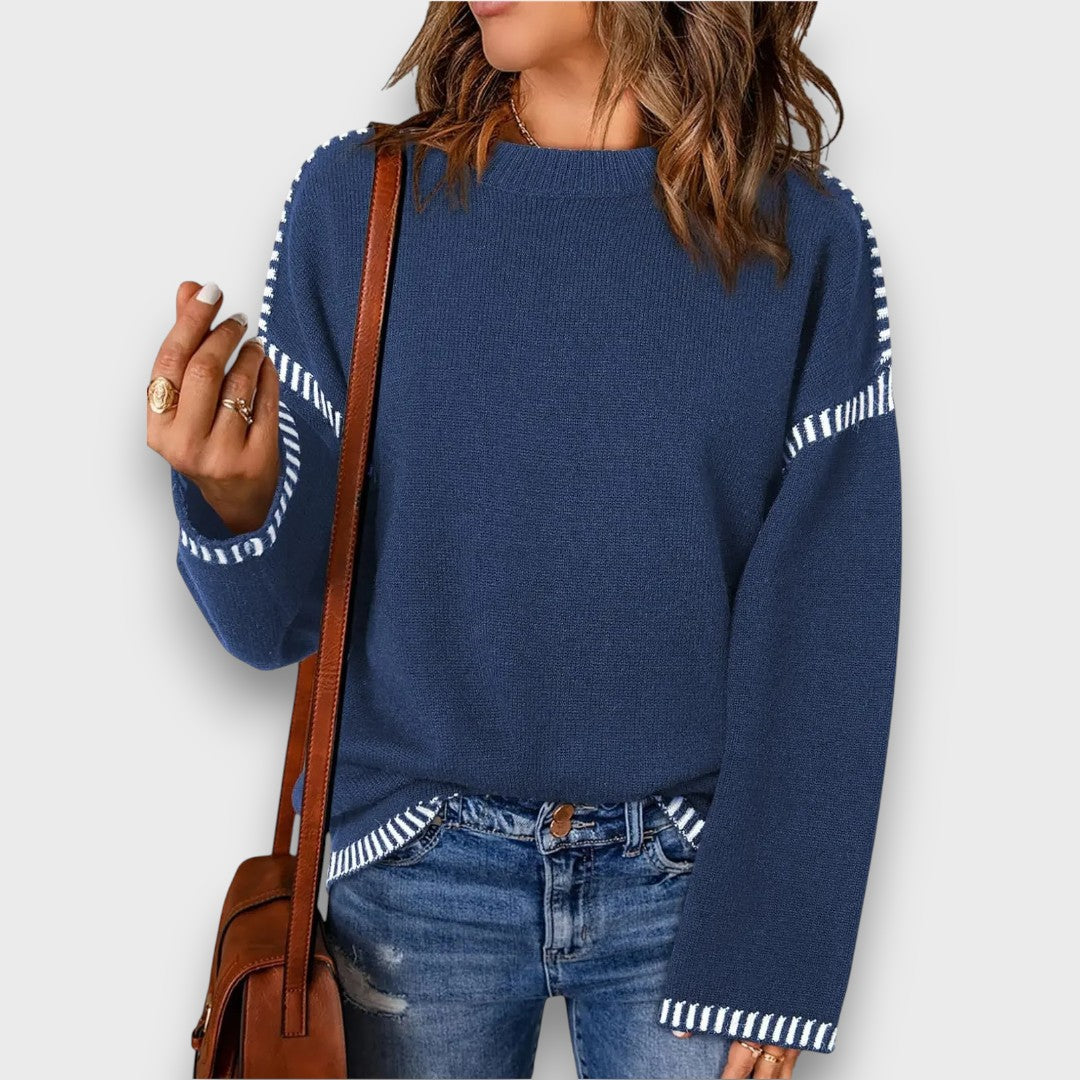 Corvella – Striped Trim Sweater
