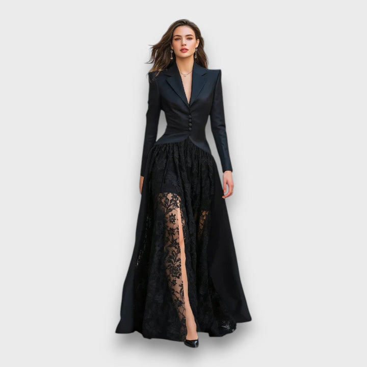 Liona – Tailored Lace-Panel Evening Gown