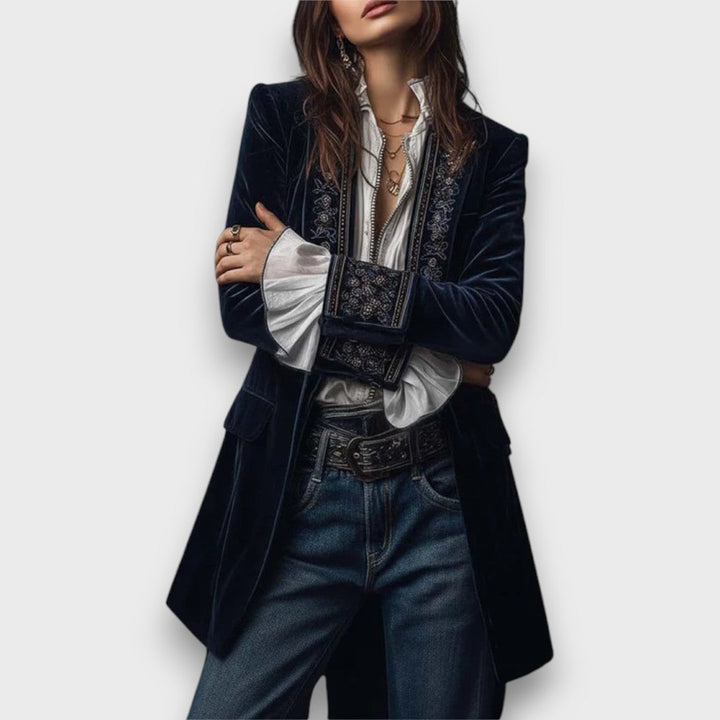 Karielle – Embroidered Velvet Tailored Jacket