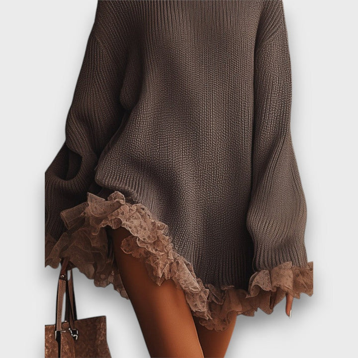 Yvona – Ruffled Knit Turtleneck Dress