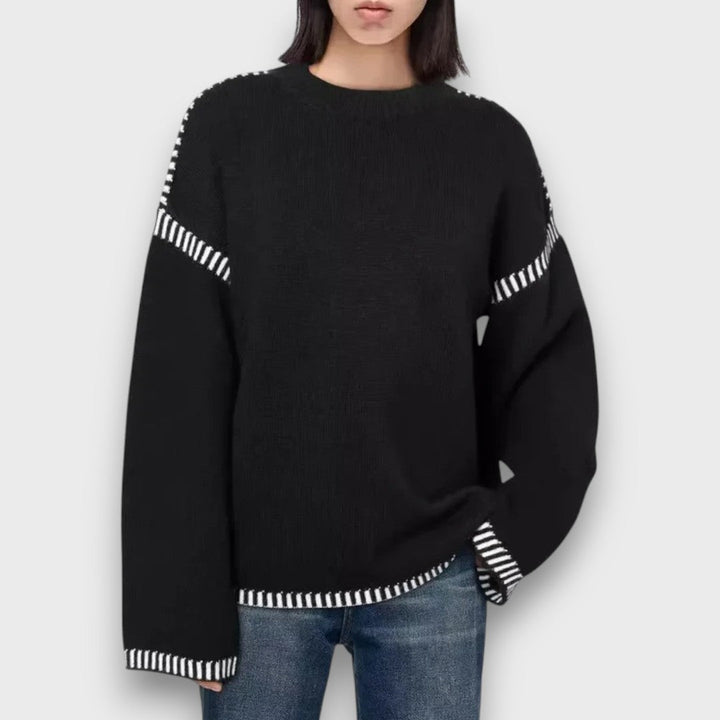 Corvella – Striped Trim Sweater