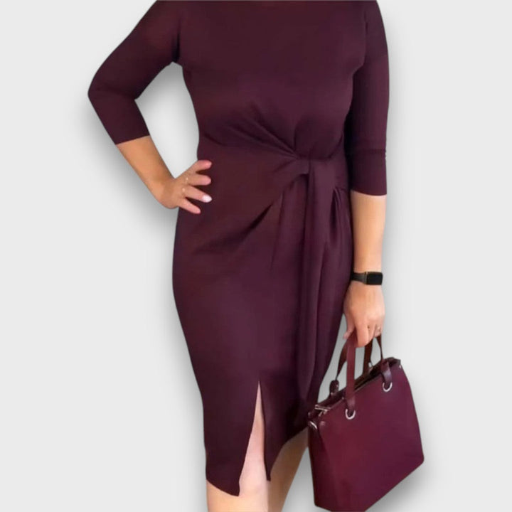 Alinelle – Elegant Tie-Waist Dress with Side Slit