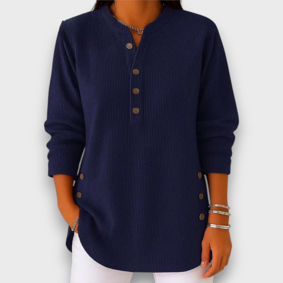 Rhenley – Cozy Button-Detail Knit Pullover