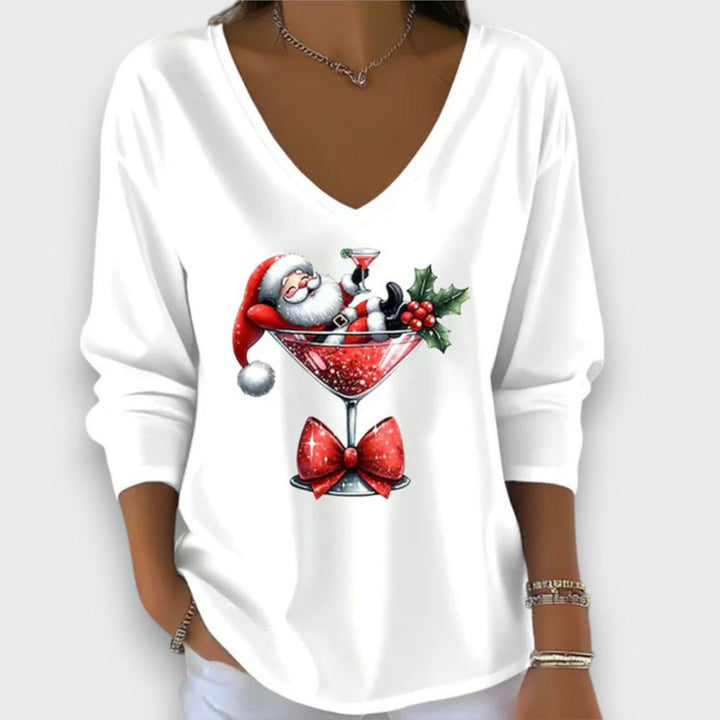 Sarella – Santa Cocktail V-Neck Top
