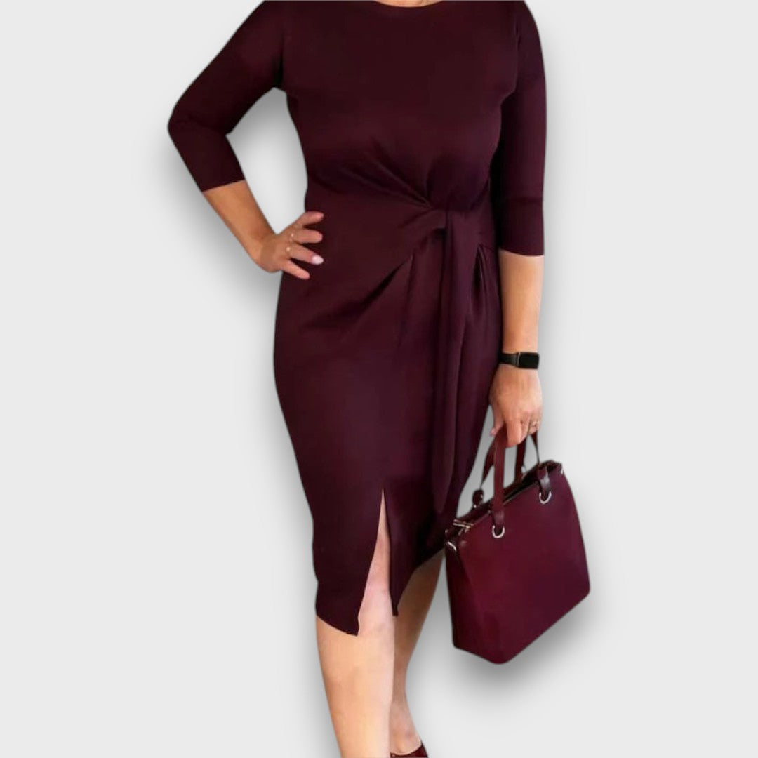 Alinelle – Elegant Tie-Waist Dress with Side Slit