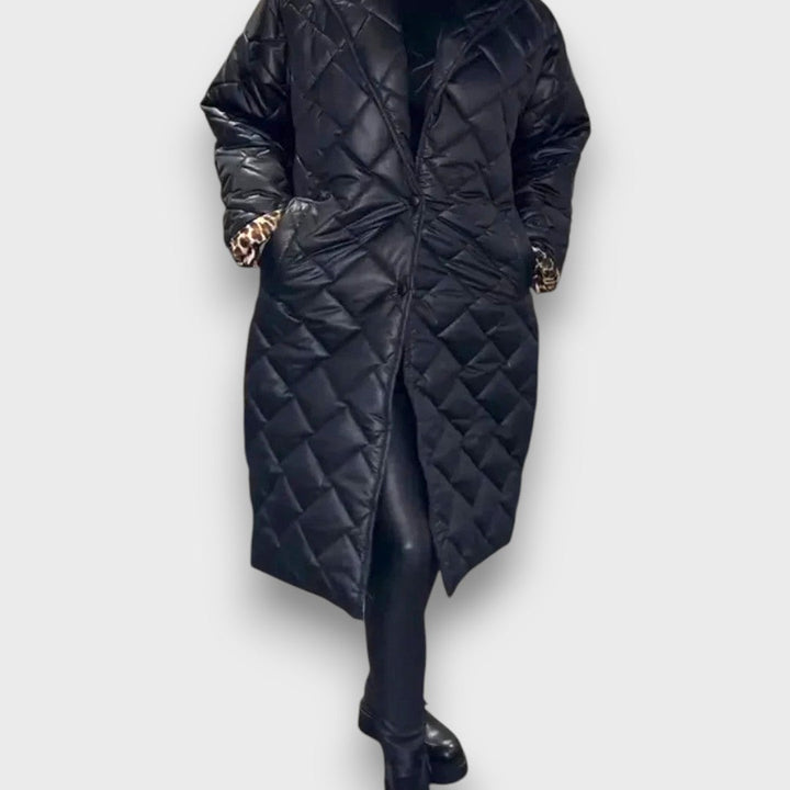 Verina – Quilted coat with leopard lining