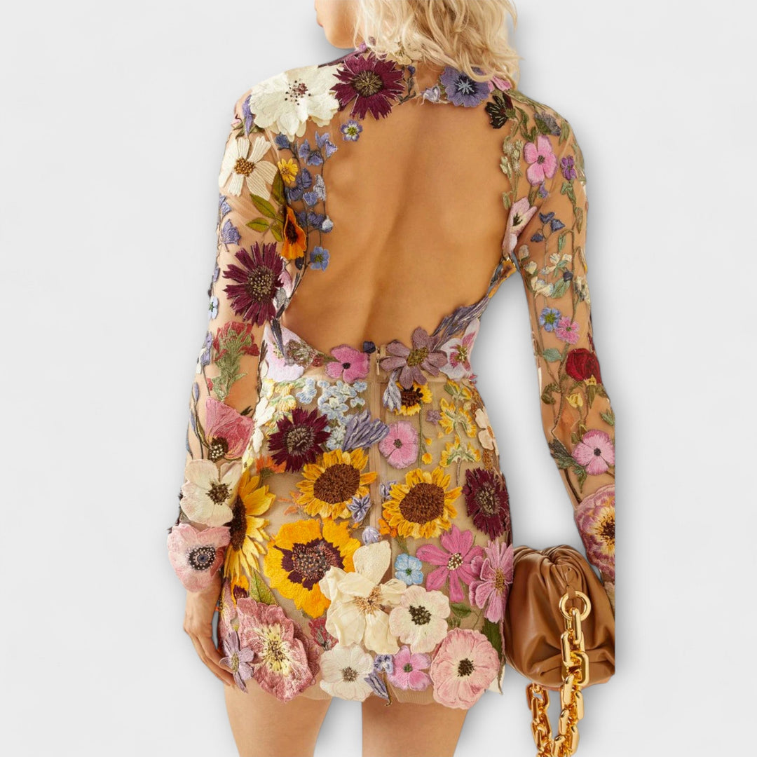 Marbela – Sleeveless Dress with Floral Relief