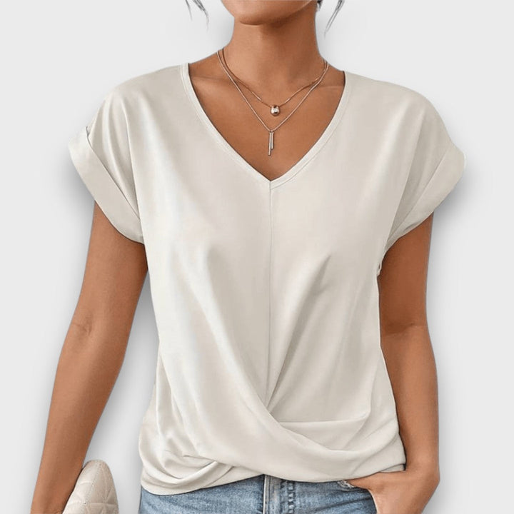 Serelis – Feminine V-Neck Top with Gentle Draping
