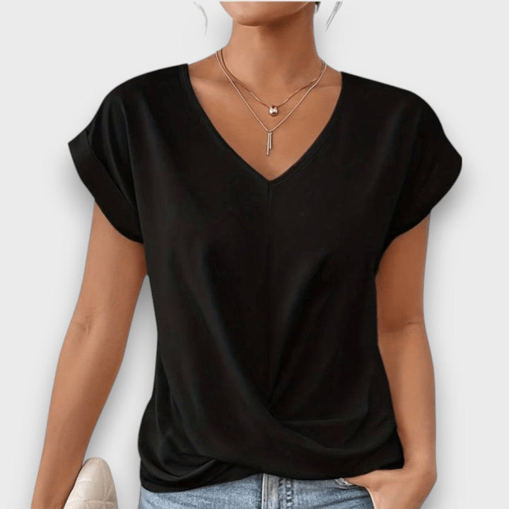 Serelis – Feminine V-Neck Top with Gentle Draping