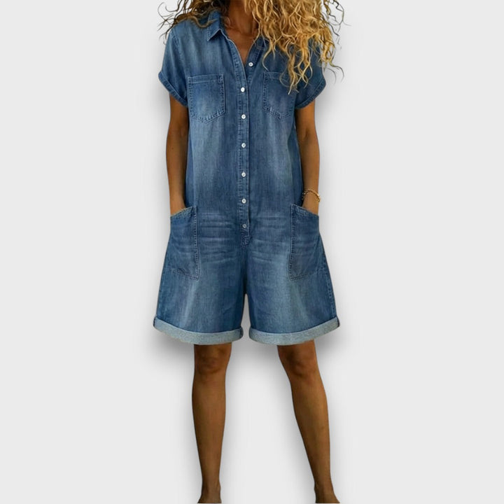 Vana – Denim Shorts Jumpsuit