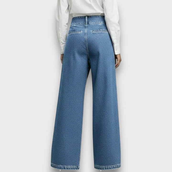 Pola – Sculpted Wrap-Front Denim Trousers