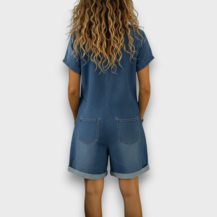 Vana – Denim Shorts Jumpsuit