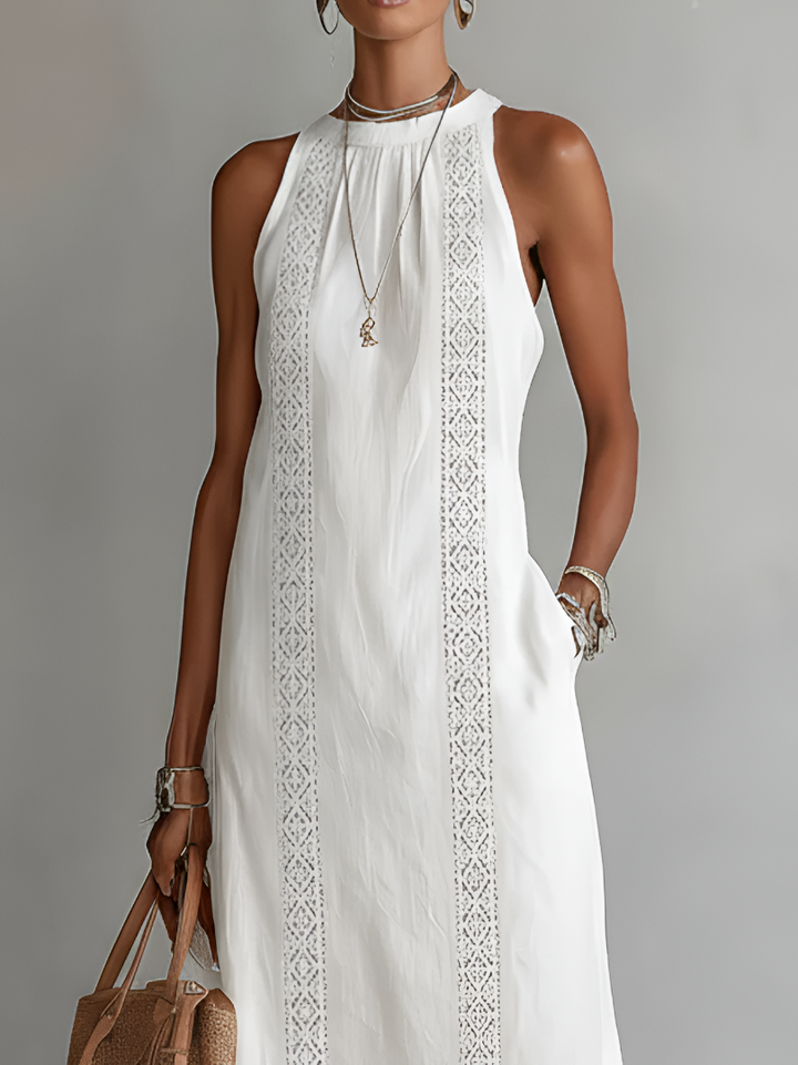 Jimena | Elegant Midi Dress with Mao Collar