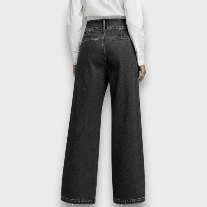 Pola – Sculpted Wrap-Front Denim Trousers