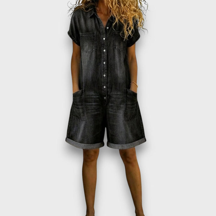 Vana – Denim Shorts Jumpsuit