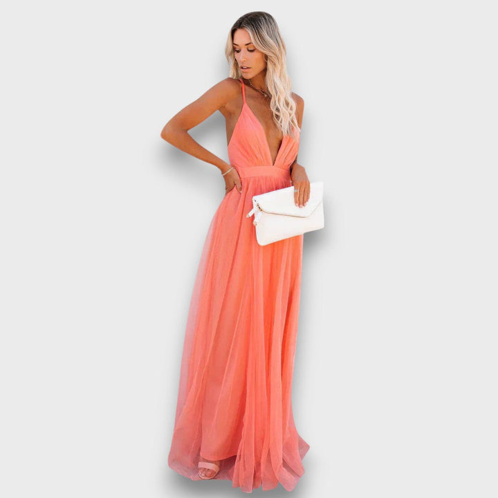 Lunara – Airy Maxi Dress Elegance in Peach