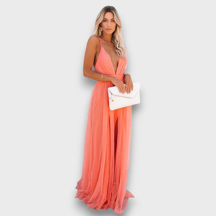 Lunara – Airy Maxi Dress Elegance in Peach