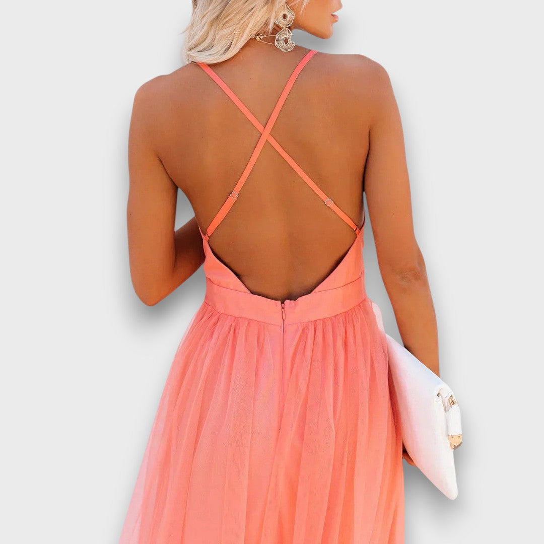 Lunara – Airy Maxi Dress Elegance in Peach