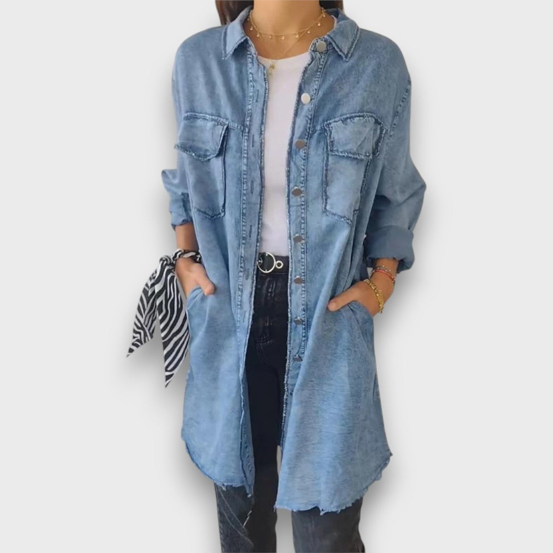 Shavonna – Relaxed Faux-Denim Shirt Jacket