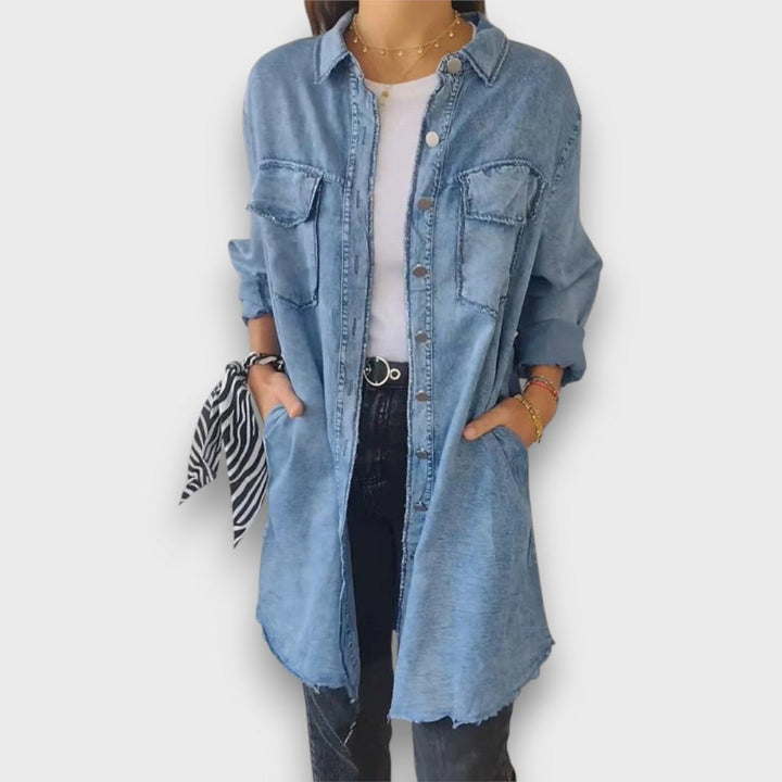 Shavonna – Relaxed Faux-Denim Shirt Jacket