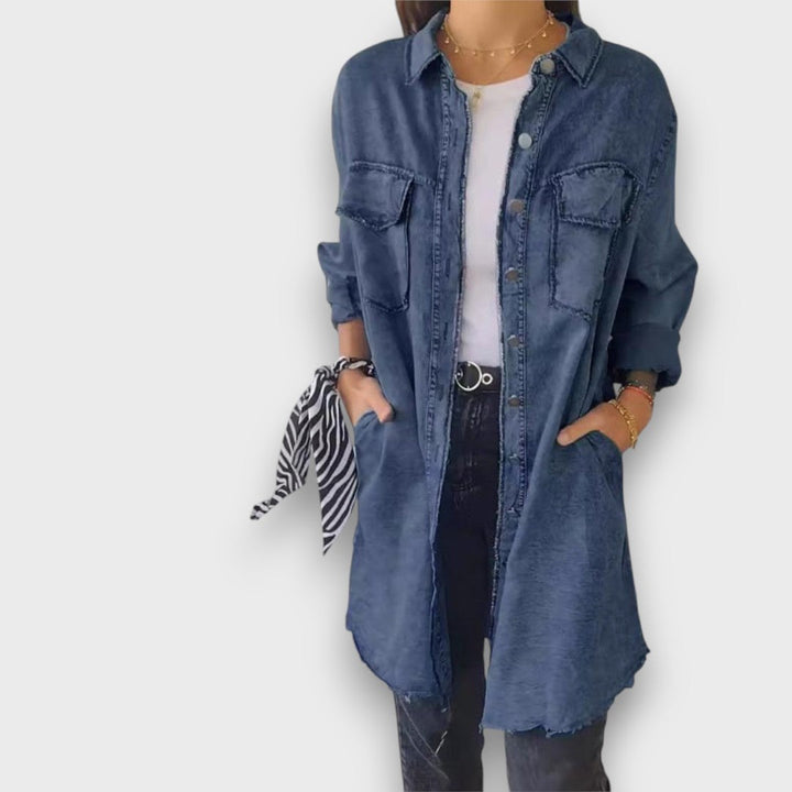 Shavonna – Relaxed Faux-Denim Shirt Jacket