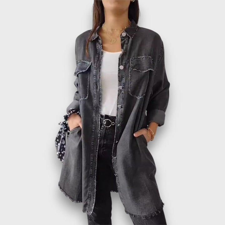 Shavonna – Relaxed Faux-Denim Shirt Jacket