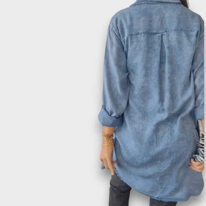 Shavonna – Relaxed Faux-Denim Shirt Jacket