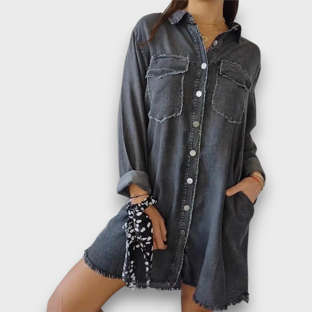 Shavonna – Relaxed Faux-Denim Shirt Jacket