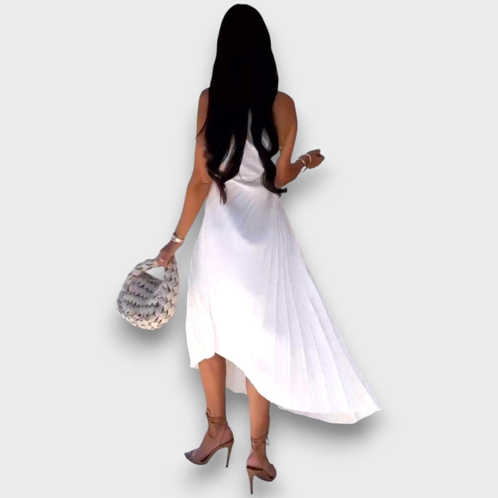 Lunelle – Asymmetric Dress with Rose Detail