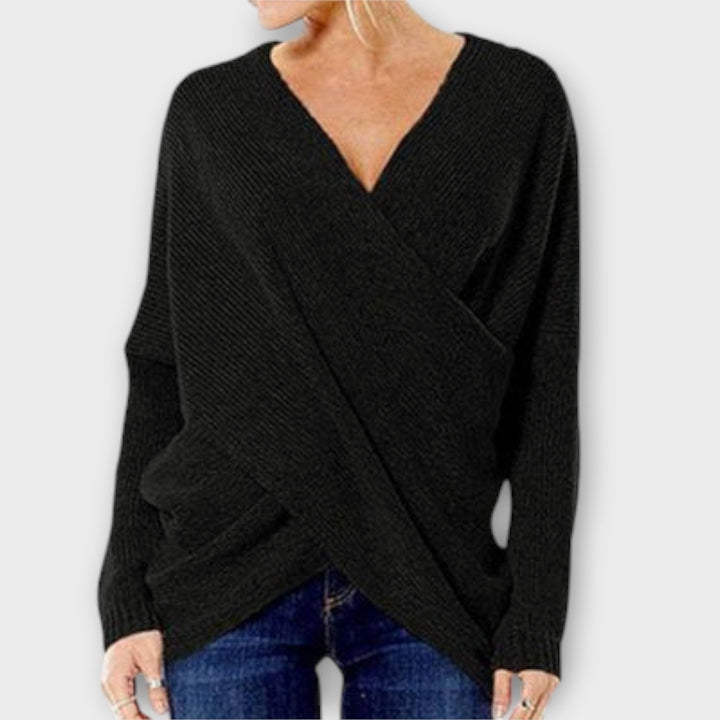 Hevelin – Crossed sweater with V-neck