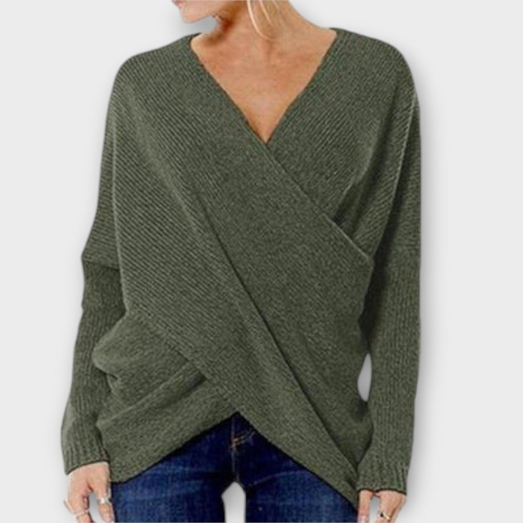 Hevelin – Crossed sweater with V-neck